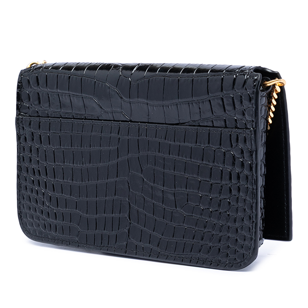 Pre-Loved Saint Laurent Croc Embossed Leather Cassandre Phone Holder - Picture 2 of 7